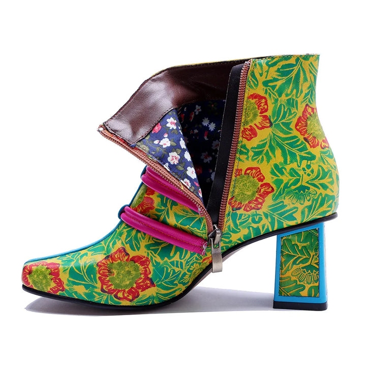Light Luxury 3D Flowers Short Boots
