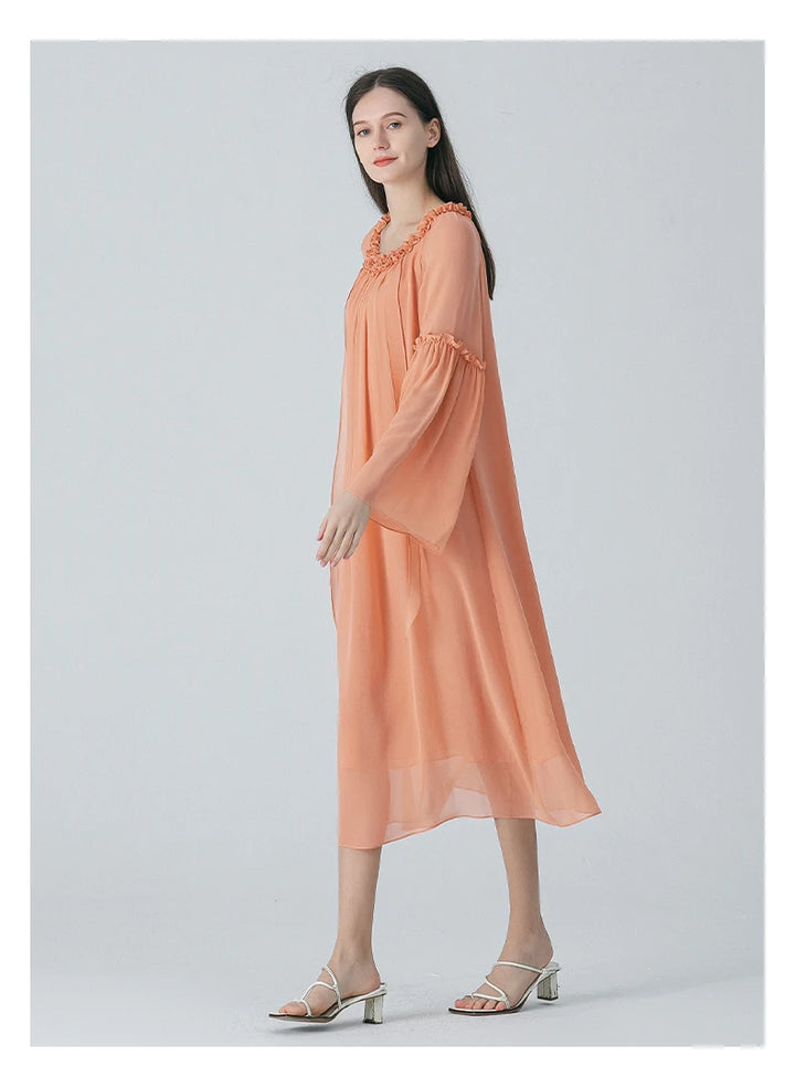 Era Of Pleated Edge Silk Dress