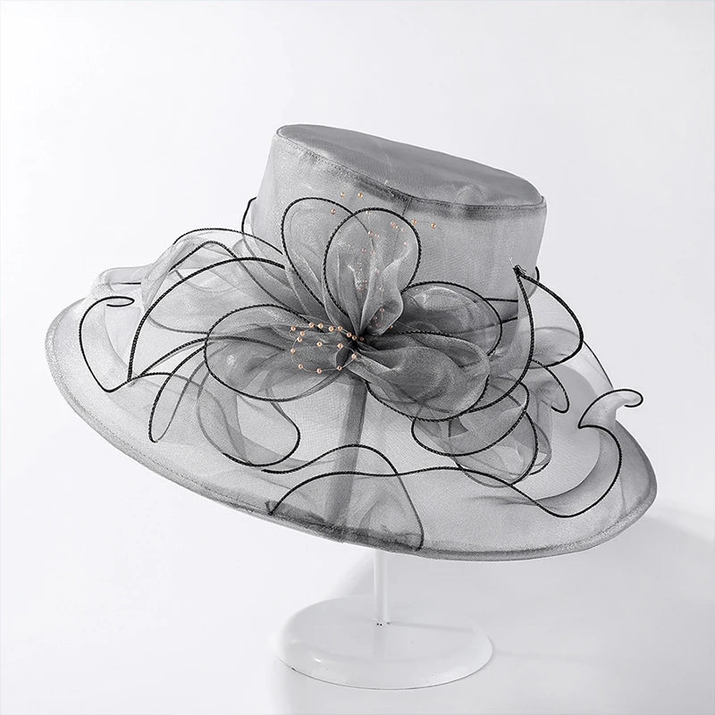 Floral Mesh Wide Brim Hat
