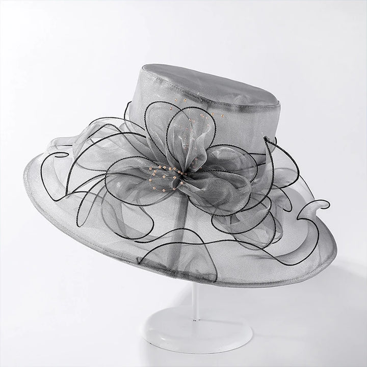 Floral Mesh Wide Brim Hat