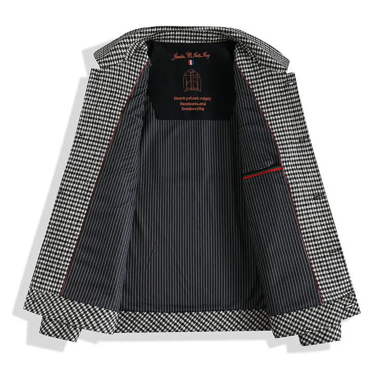 Classic Houndstooth Casual Short Coat