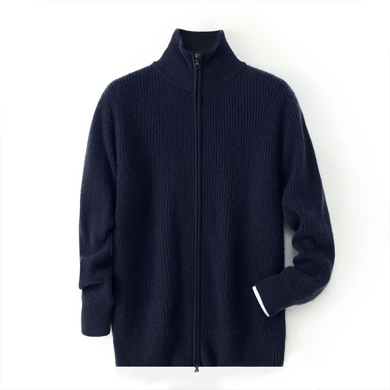 Cardigã de Cashmere Confortável com Zíper Duplo