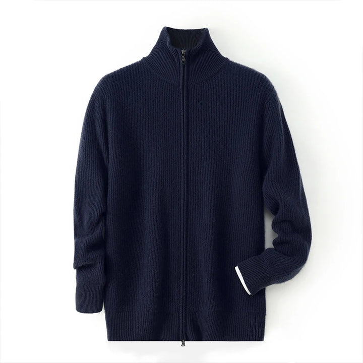 Cardigã de Cashmere Confortável com Zíper Duplo