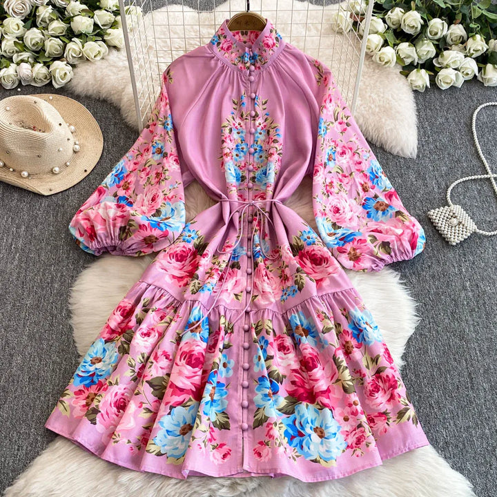 Elegant Retro Painted Mini Dress