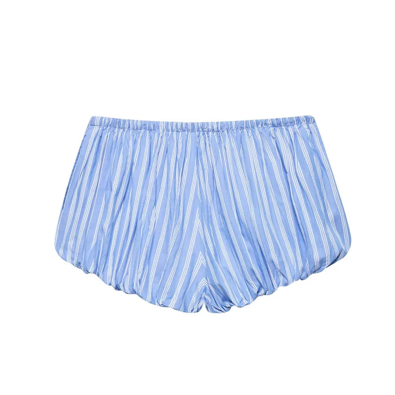 Striped Trim Puffy Mini Shorts