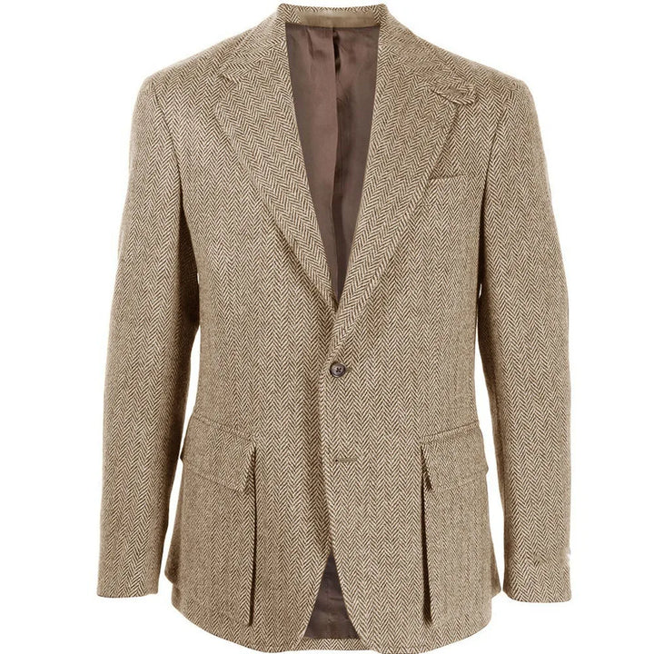Handsome Patterned Herringbone Blazer