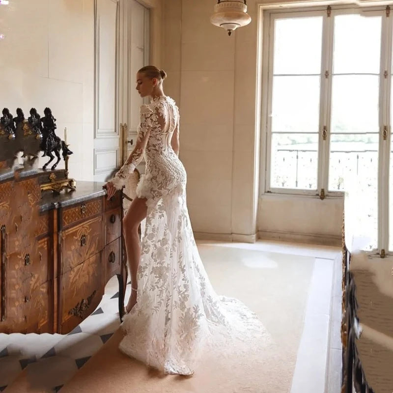 Striking Cut-out High Neck Bridal Gown