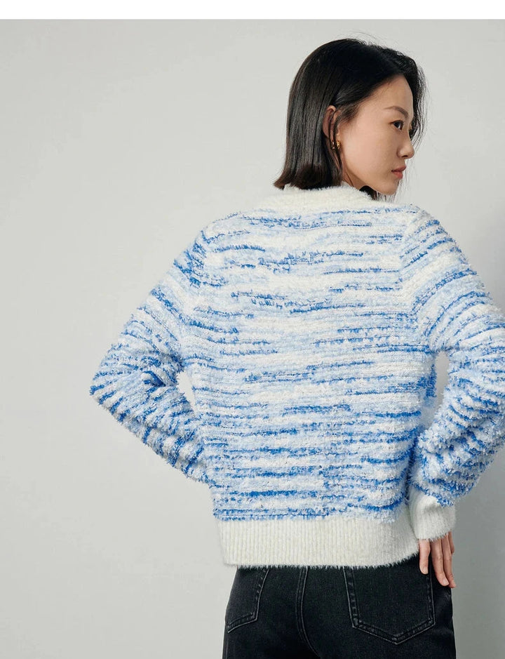 Single-breasted Gradient Button Cardigan