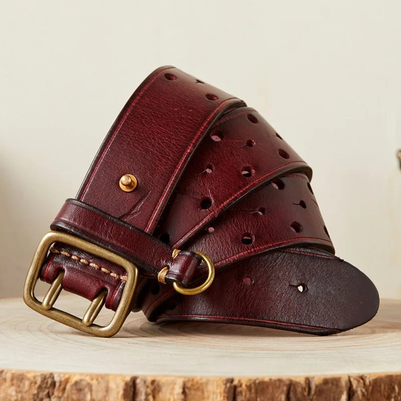 Luxury Double Pin Buckle Leather Belt