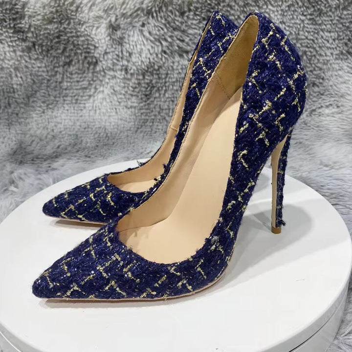 Woven Fabric Pointy Toe Women's High Heel Shoes