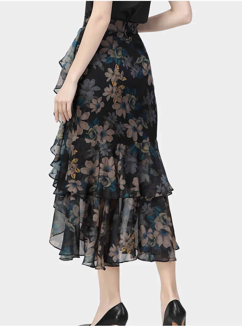 Graceful Ruffles Mermaid Silhouette Skirt