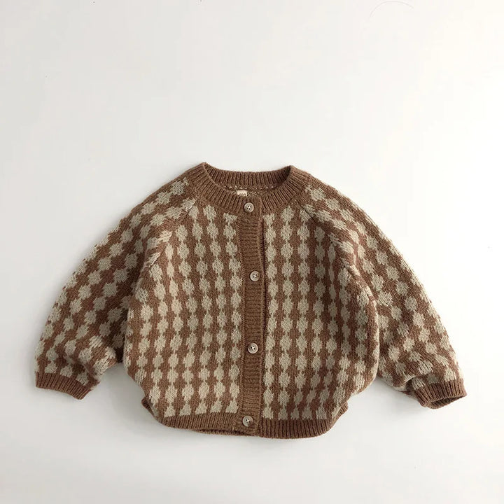 Trendy Plaid Kids Cardigan Sweater