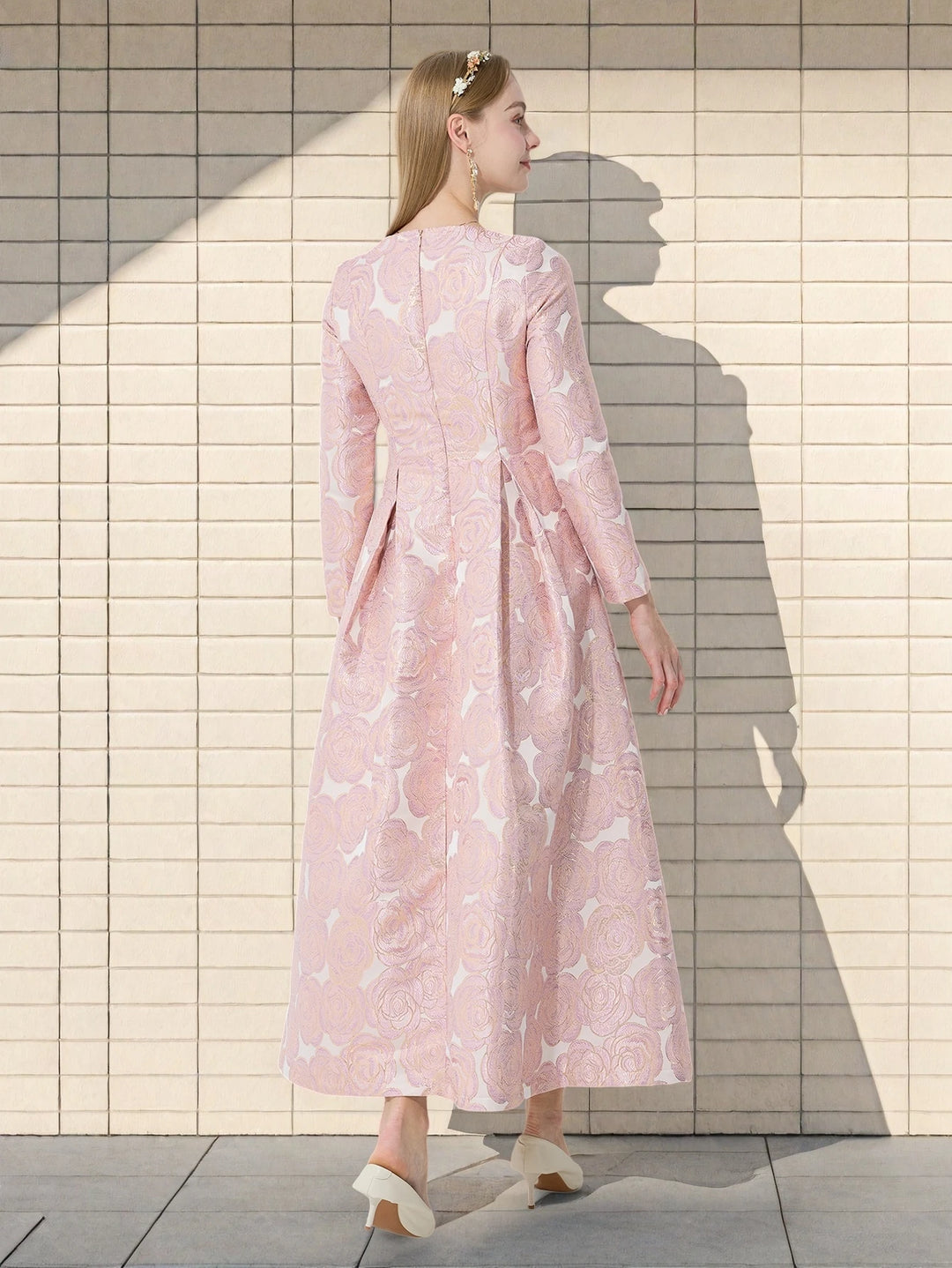 Vintage Jacquard Floral Maxi Dress