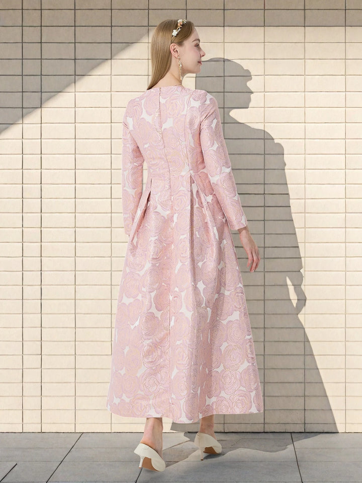 Vintage Jacquard Floral Maxi Dress