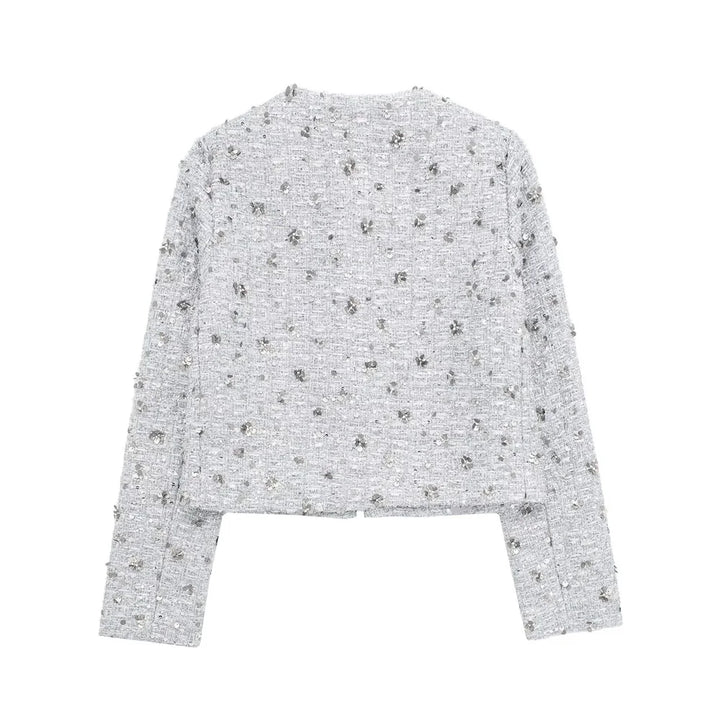 Fancy Beaded Detailing Casual Coat