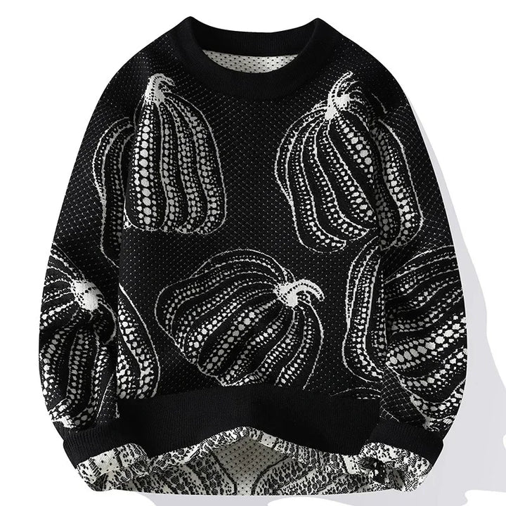 Casual Pumpkin Printed Knitted Jumper
