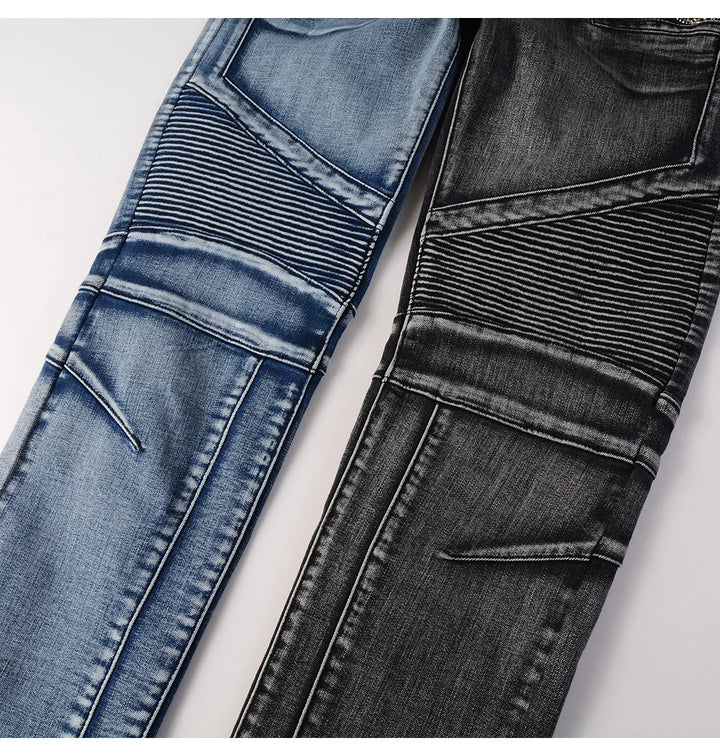 Spliced Two-Tones Denim Jeans Pants