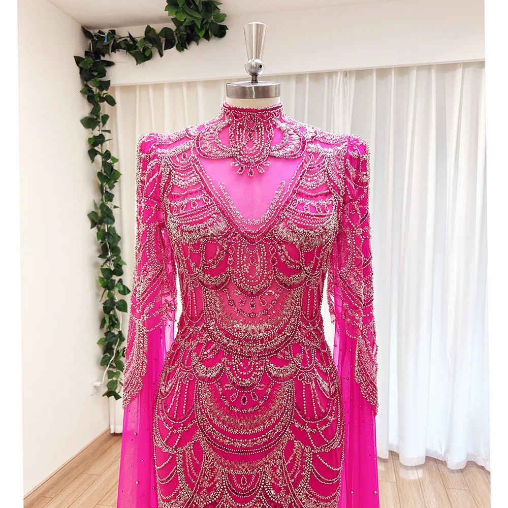 Cape Sleeves Arabic Evening Dress