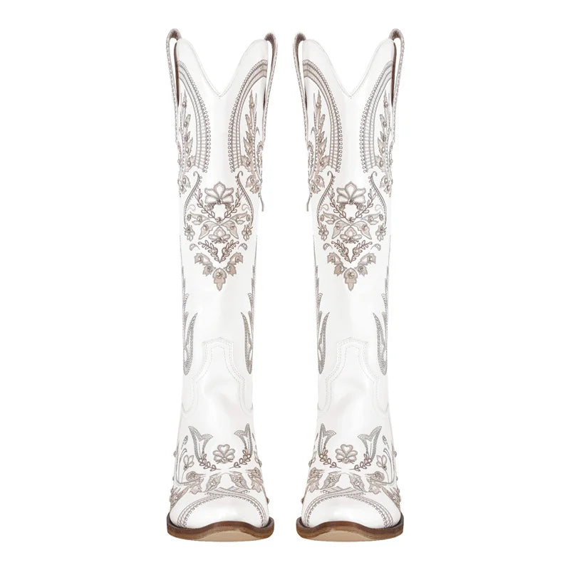 Pull-On Pointed Toe Western Long Boots