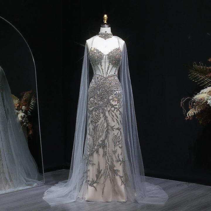 Modern Exquisite Beaded Arabic Evening Dress
