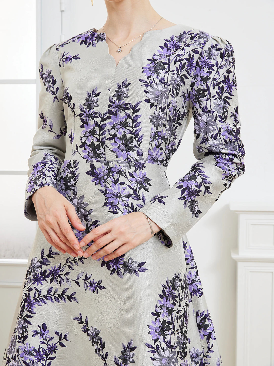 Gorgeous Jacquard Floral Maxi Dress