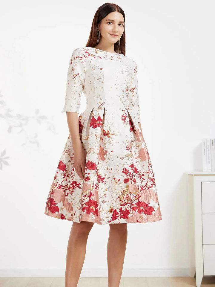 Gorgeous Floral Jacquard Formal Dress