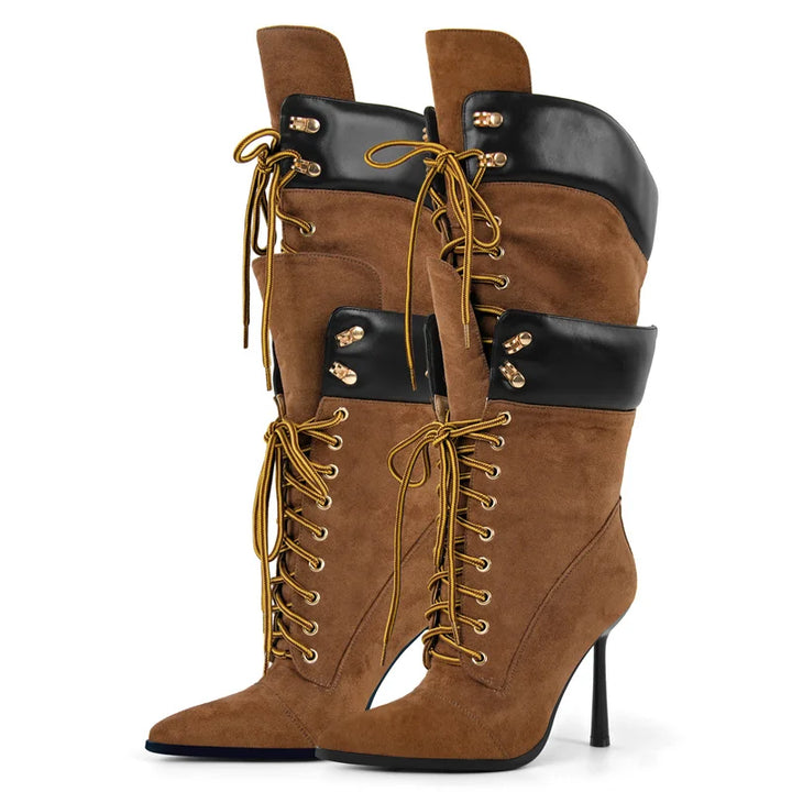 Smarty Lace-Up High Heel Boots