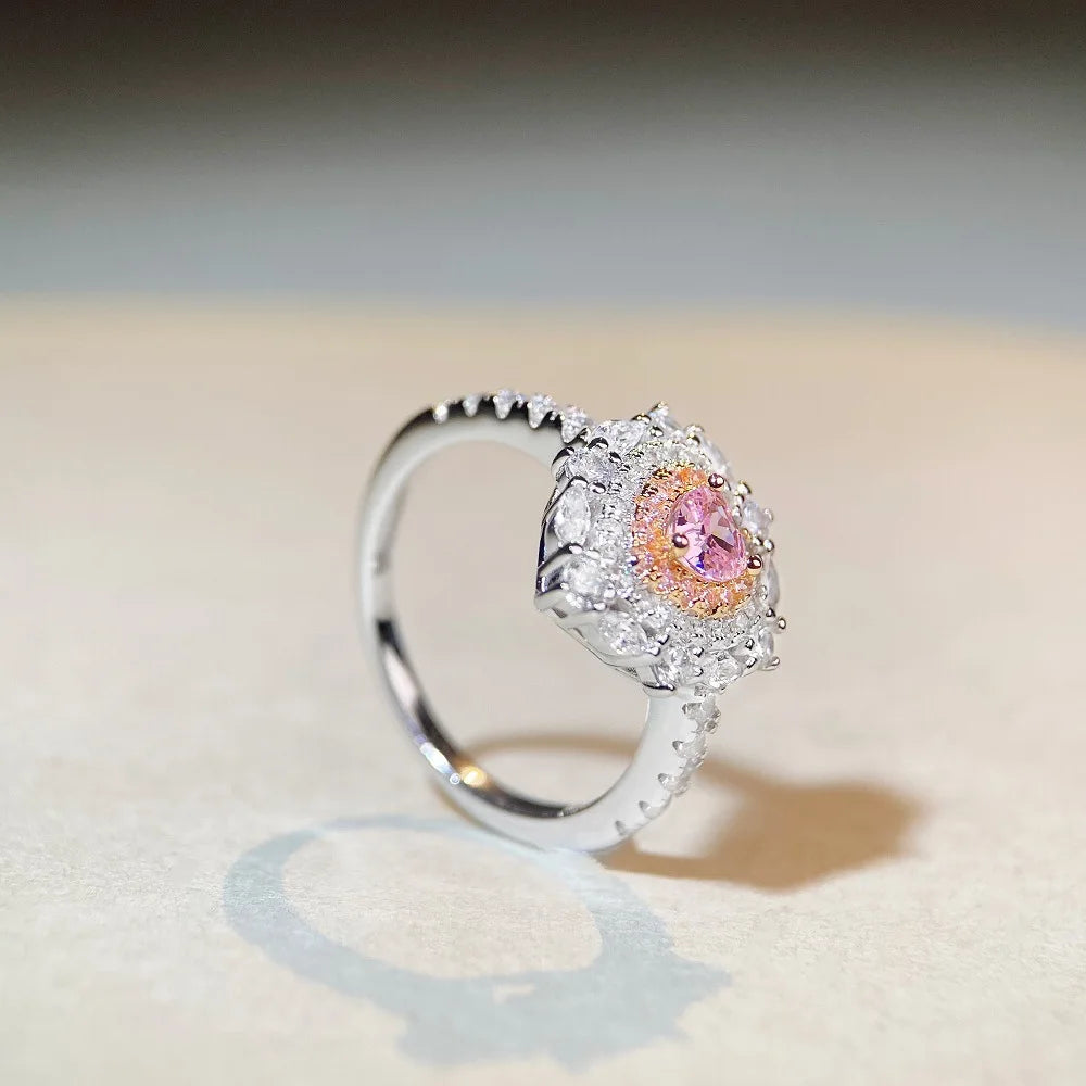 Luxury Peach Heart Powder Ring