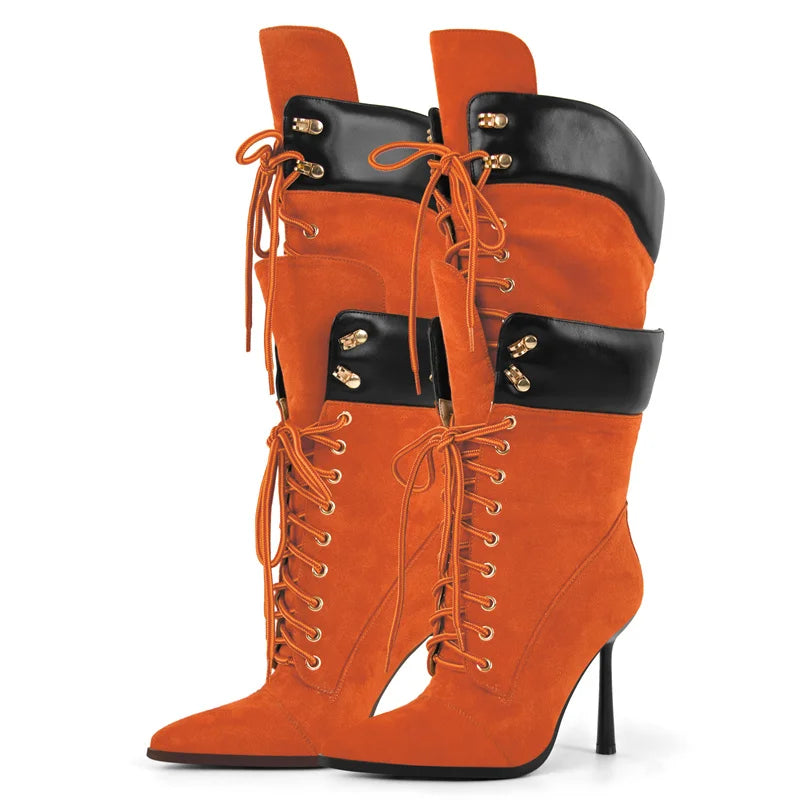 Smarty Lace-Up High Heel Boots