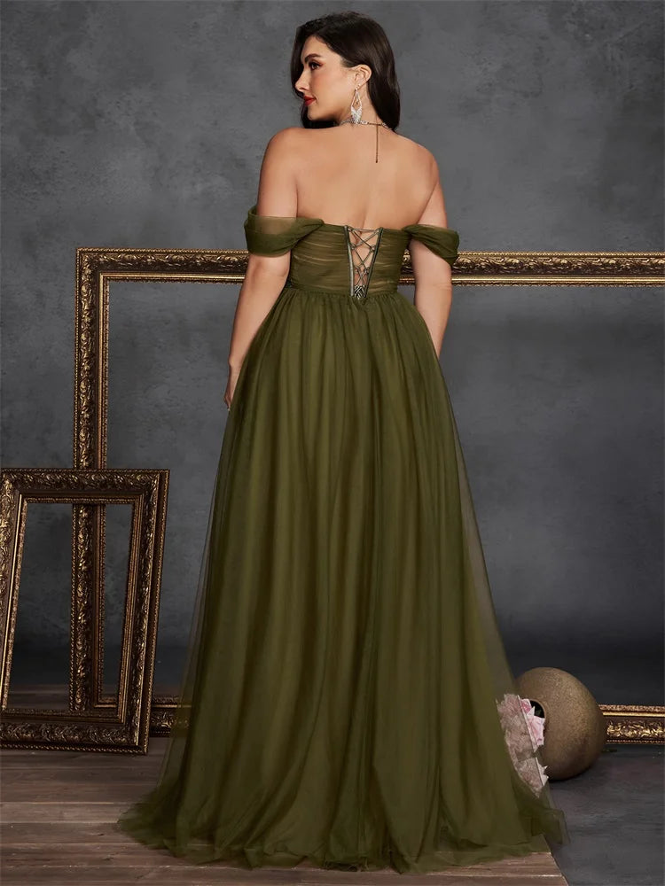 Luxury Slit Plus Size Evening Gown