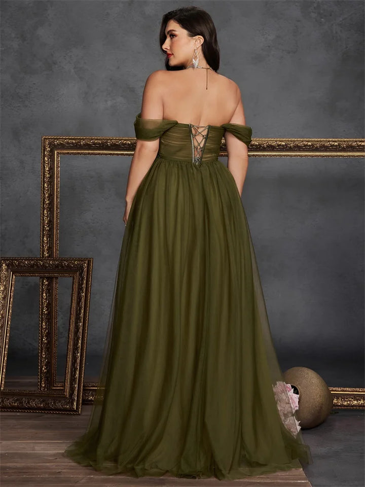 Luxury Slit Plus Size Evening Gown