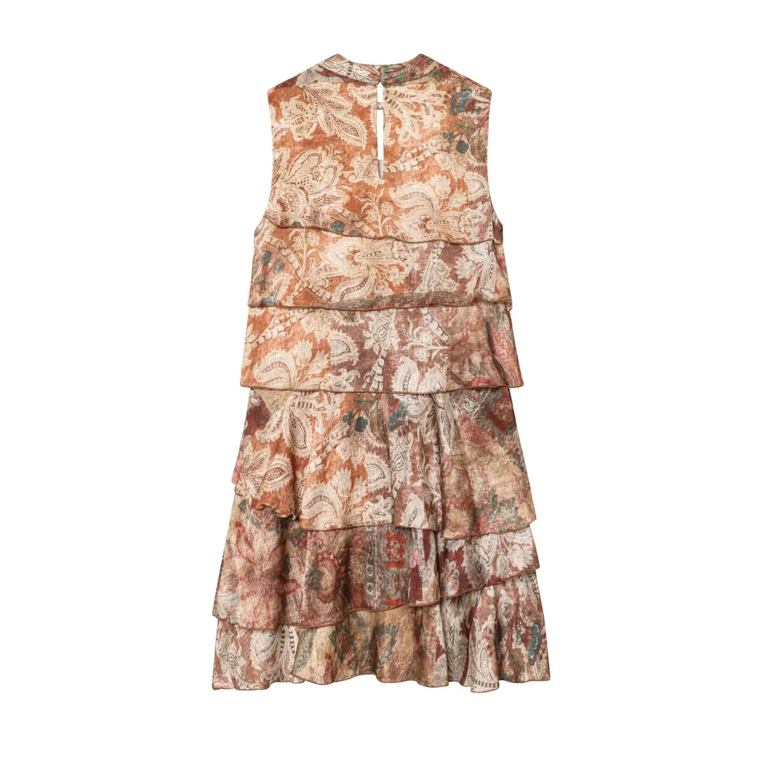 Effortlessly Floral Print Ruffles Layered Dress