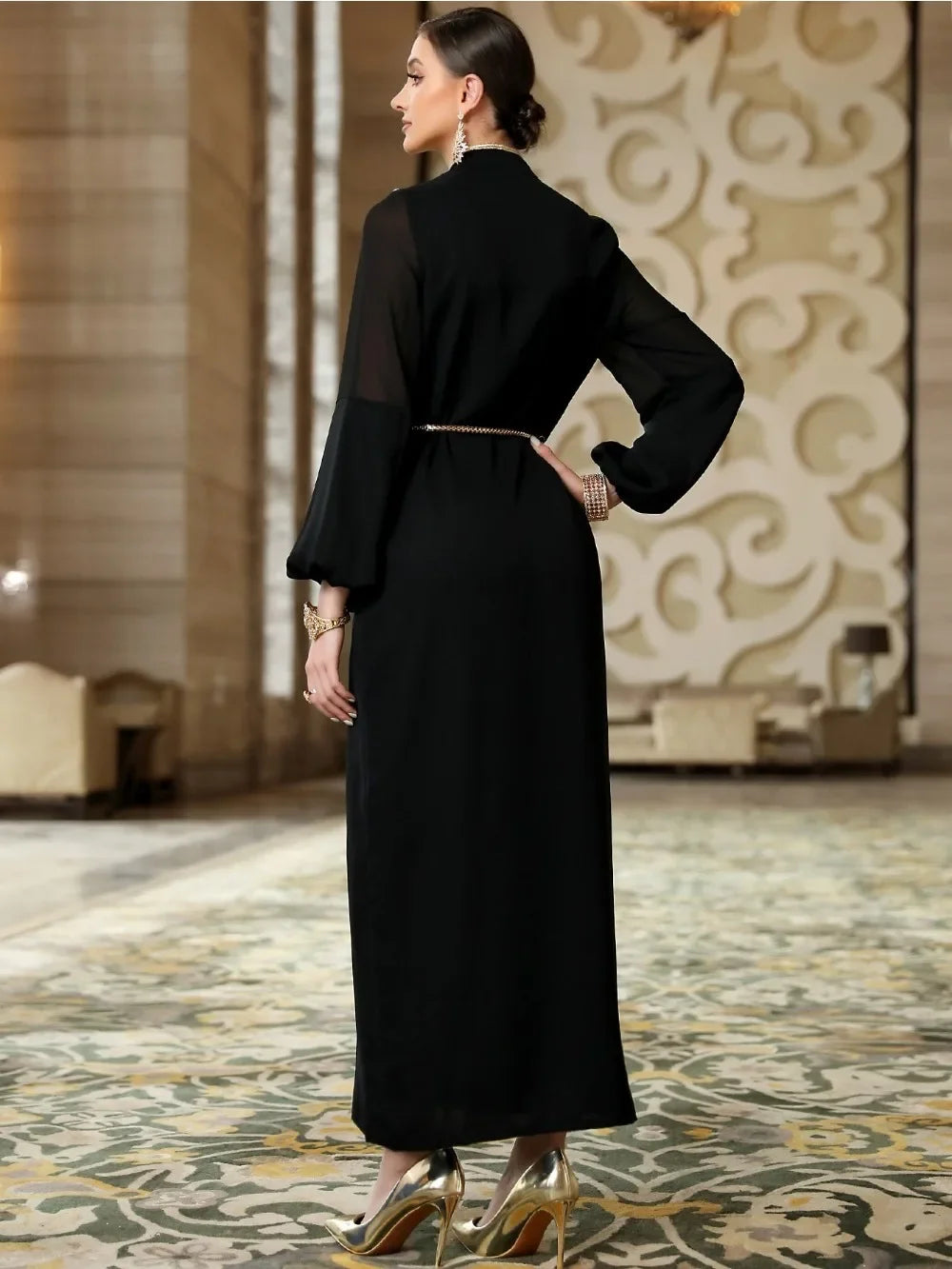 Graceful Lace-up Abaya Dress