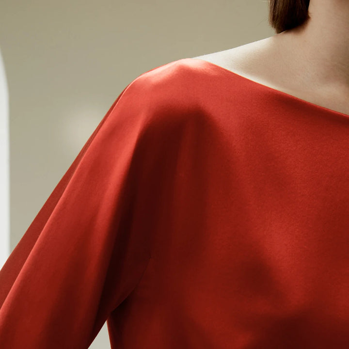 Refined Back Slit Silk Blouse