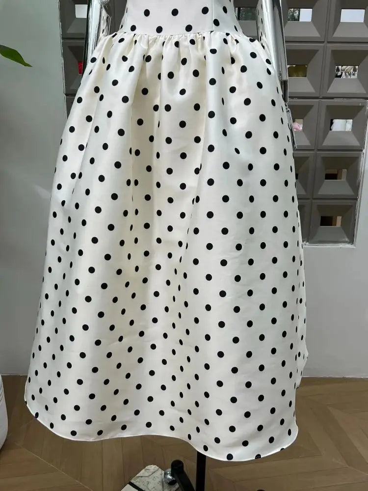 Elegant Sweet Polka Dots Sleeveless Dress