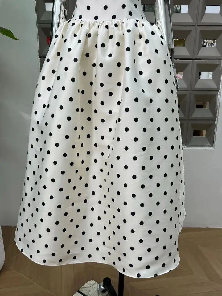 Elegant Sweet Polka Dots Sleeveless Dress