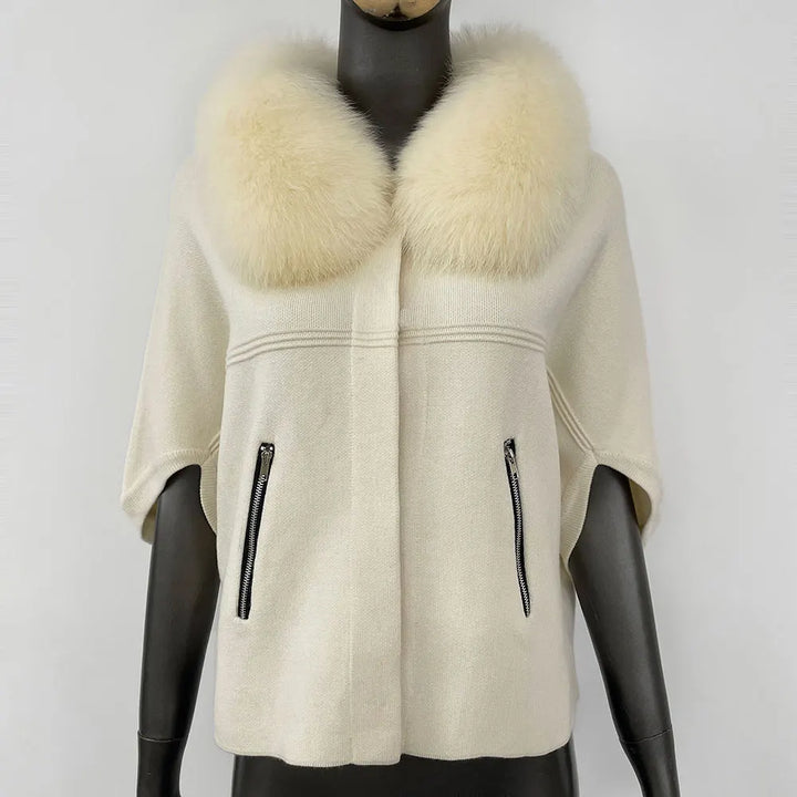 Luxury Fur Collar Knitted Coat