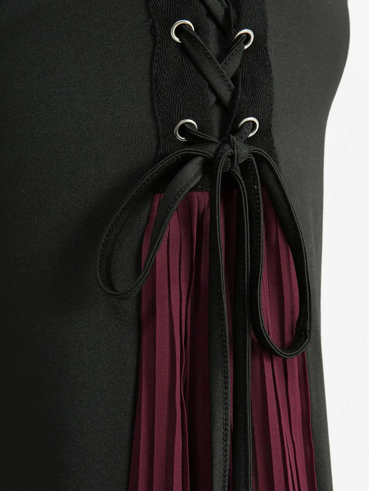 Stately Lace Up Pleated Pants