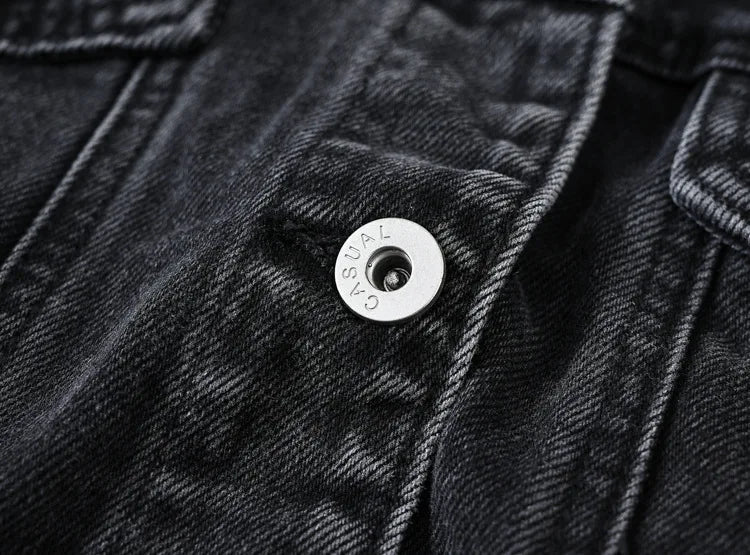 Classic Lapel Single-breasted Denim Coat