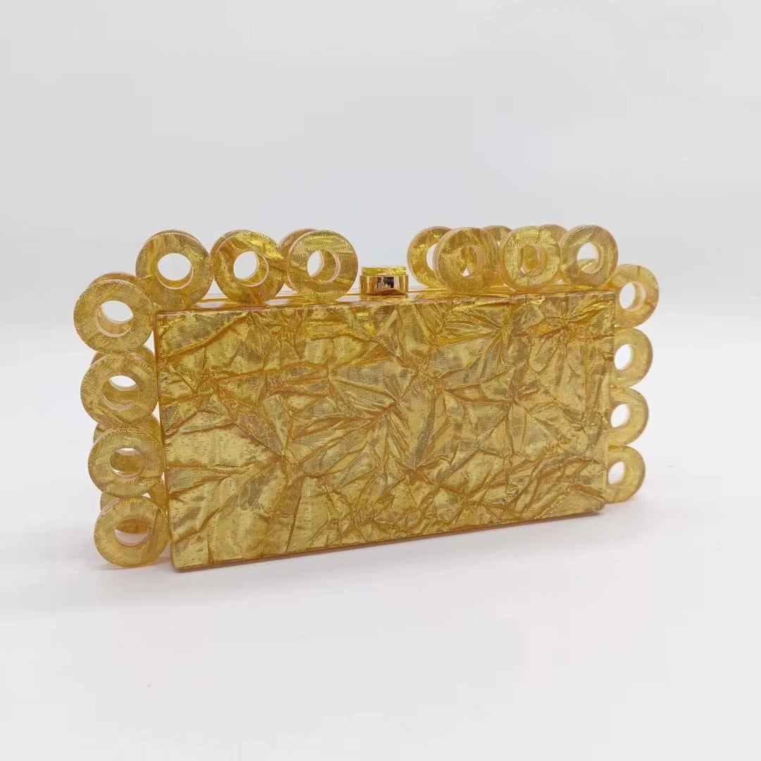 Luxury Acrylic Gold Bling Clutch Bag
