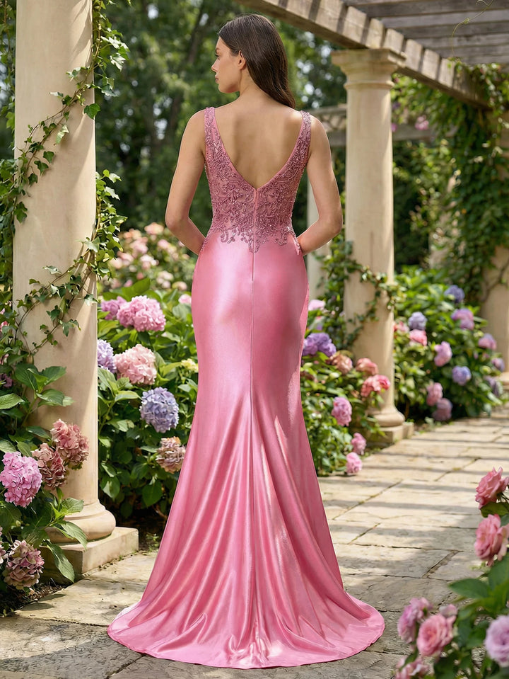 Glamorous Embroidery Bodice Evening Gown