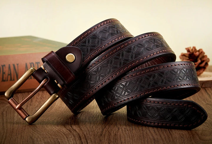 Embossed Western Cowboy Thick Belt