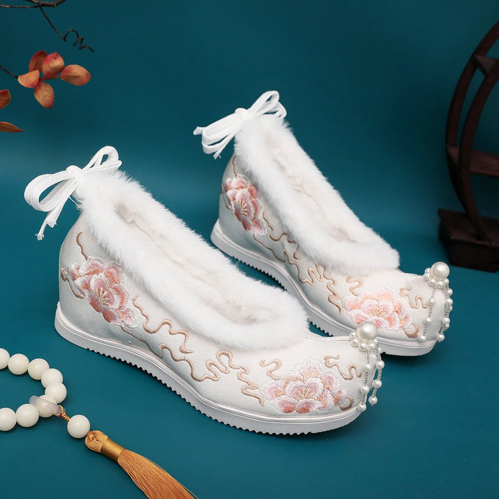 Antique Lolita Embroidered Bow Shoes