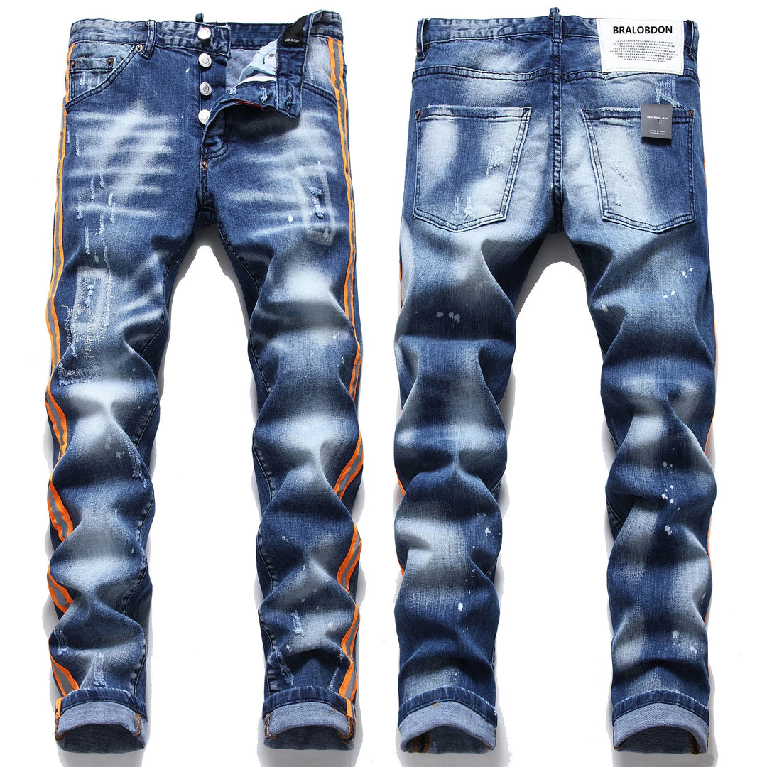 Smooth Side Ribbon Stretch Jeans Pants