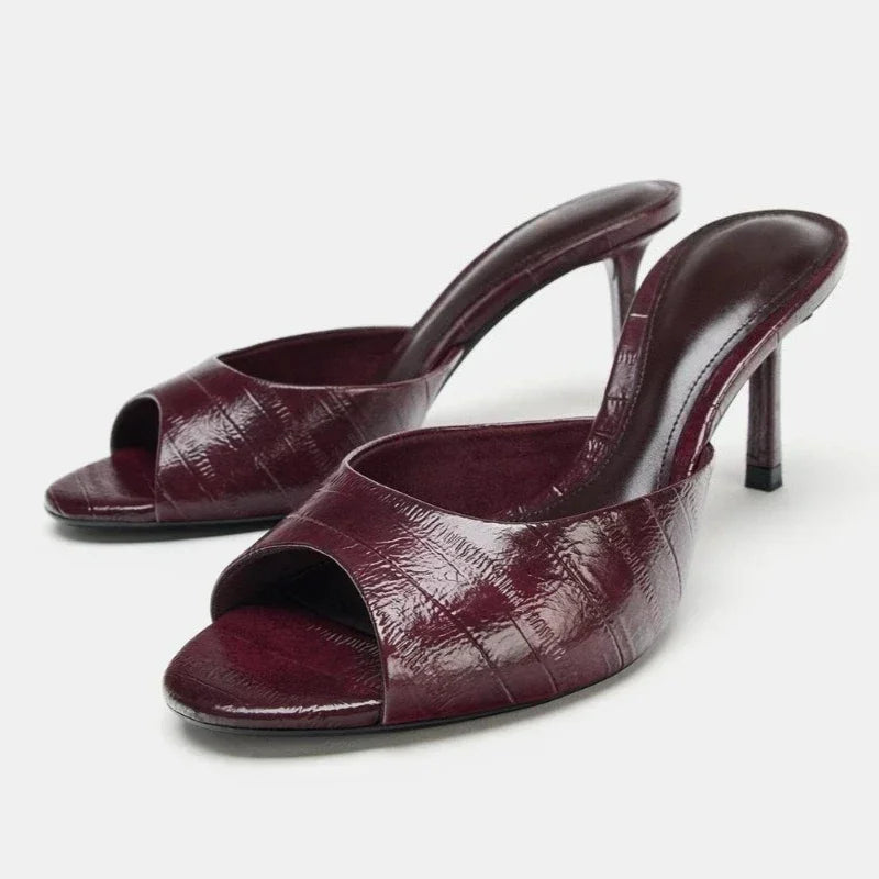Stunning Peep Toe High Heel Mules