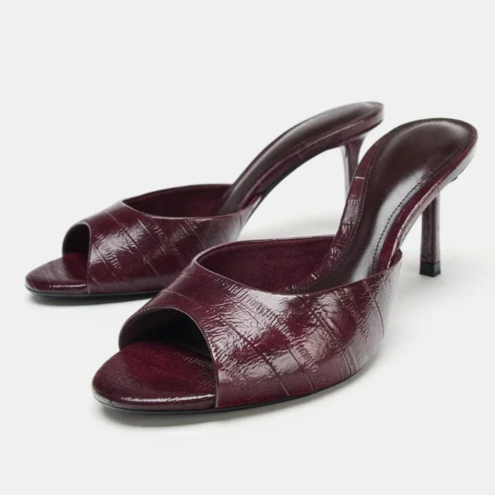 Stunning Peep Toe High Heel Mules