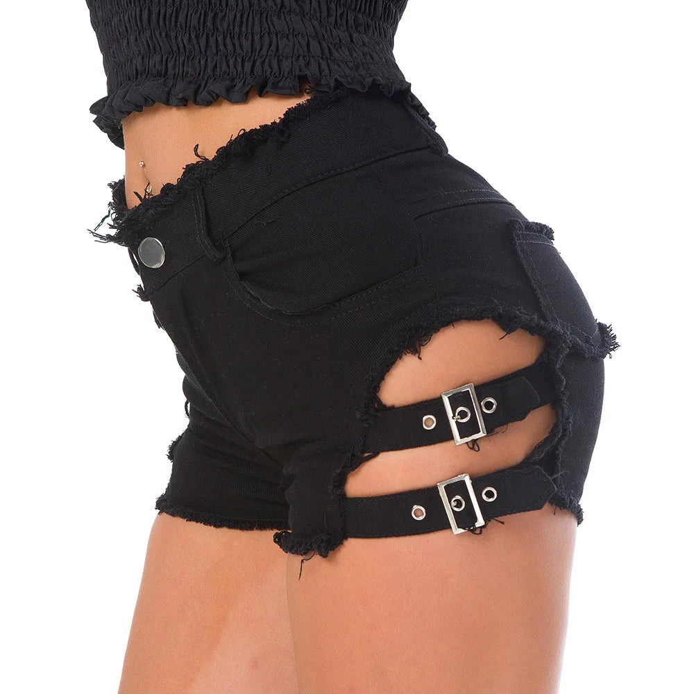 Fashionable Hollow Out Mini Denim Shorts