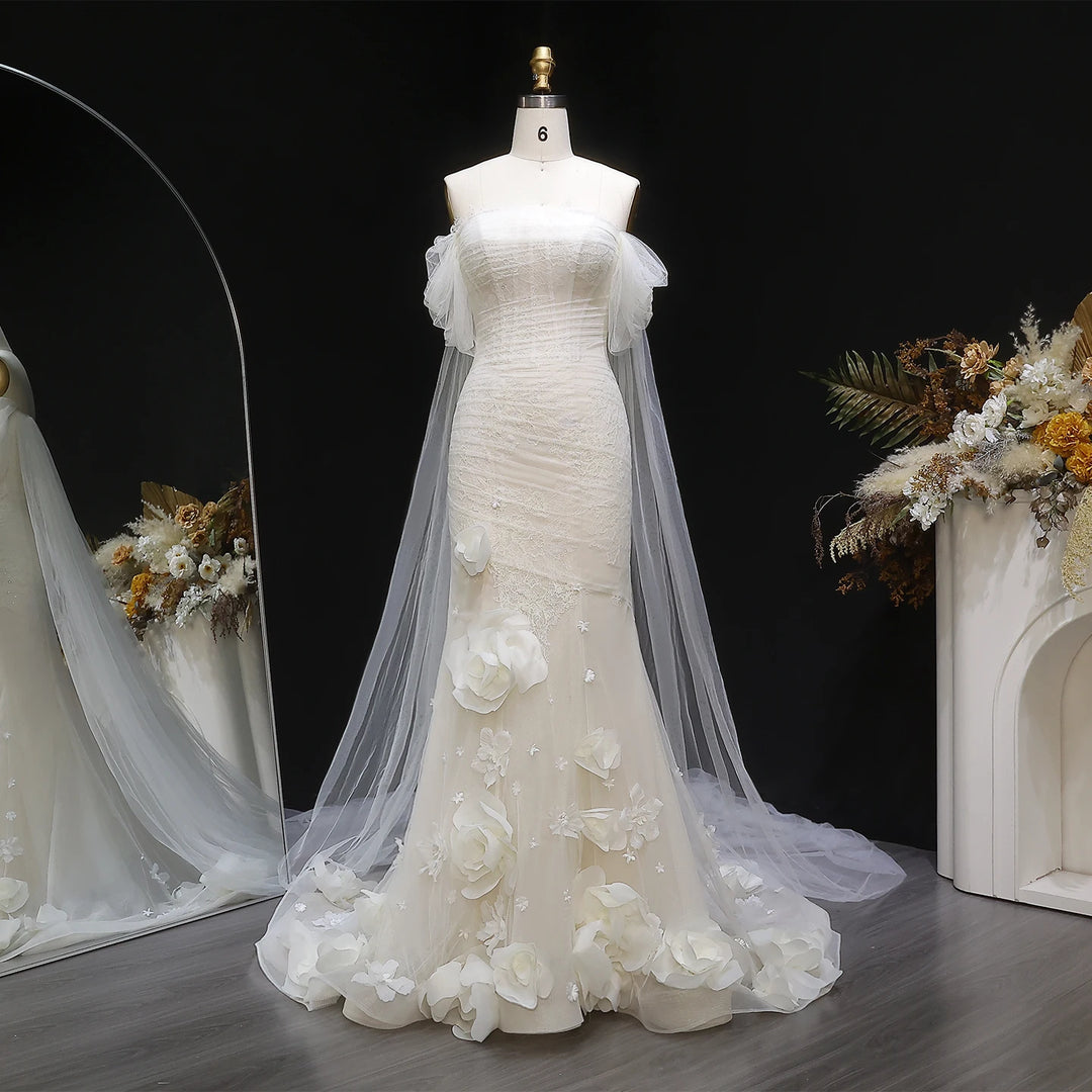 Exquisite 3D Flower Bridal Couture