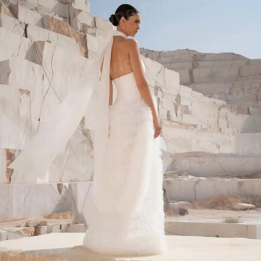 Charming Halter Neck A-Line Bridal Gown