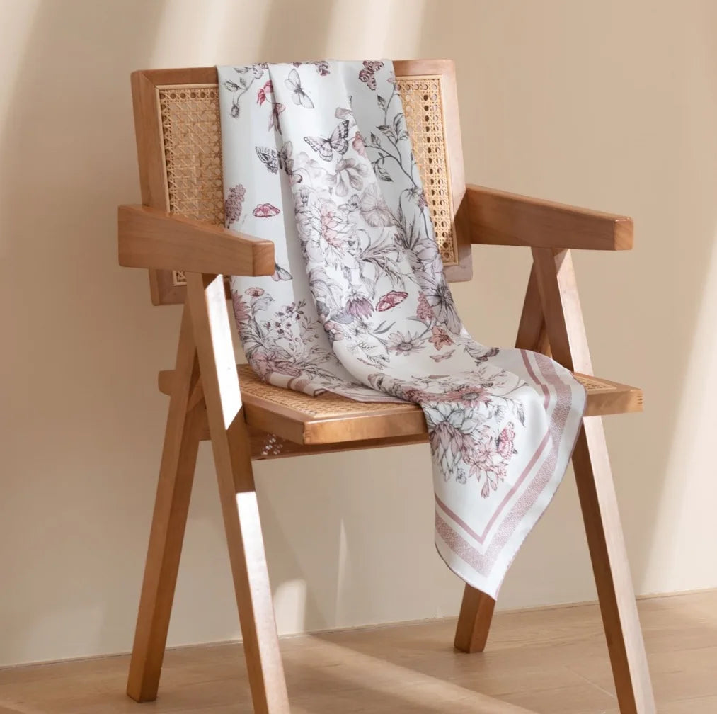 Chinese Style Mulberry Silk Square Scarf